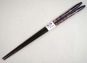 木製箸 持手に手すき和紙を加工したデザイン ピンク