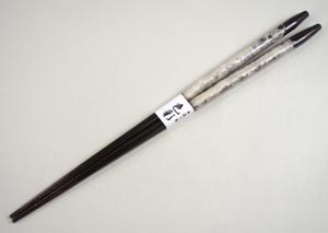 木製箸 持手に手すき和紙を加工したデザイン 白