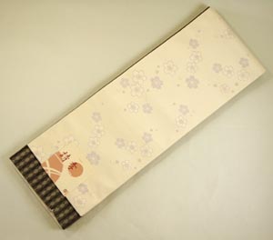 細帯 化繊おしゃれ用 リバーシブル 長尺半巾帯 クリーム色
