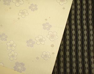 細帯 化繊おしゃれ用 リバーシブル 長尺半巾帯 クリーム色