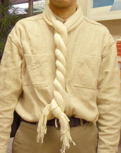 和洋兼用ショール オレンジ縞柄 薄手ねじねじできます 綿100 % 多少難有り